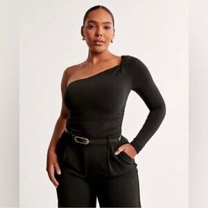 Abercrombie & Fitch Black One-Shoulder Bodysuit